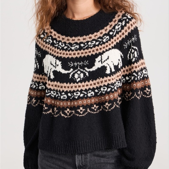 FREE‎ PEOPLE Nellie Fair Isle Elephant Sweater size Medium - Picture 11 of 11